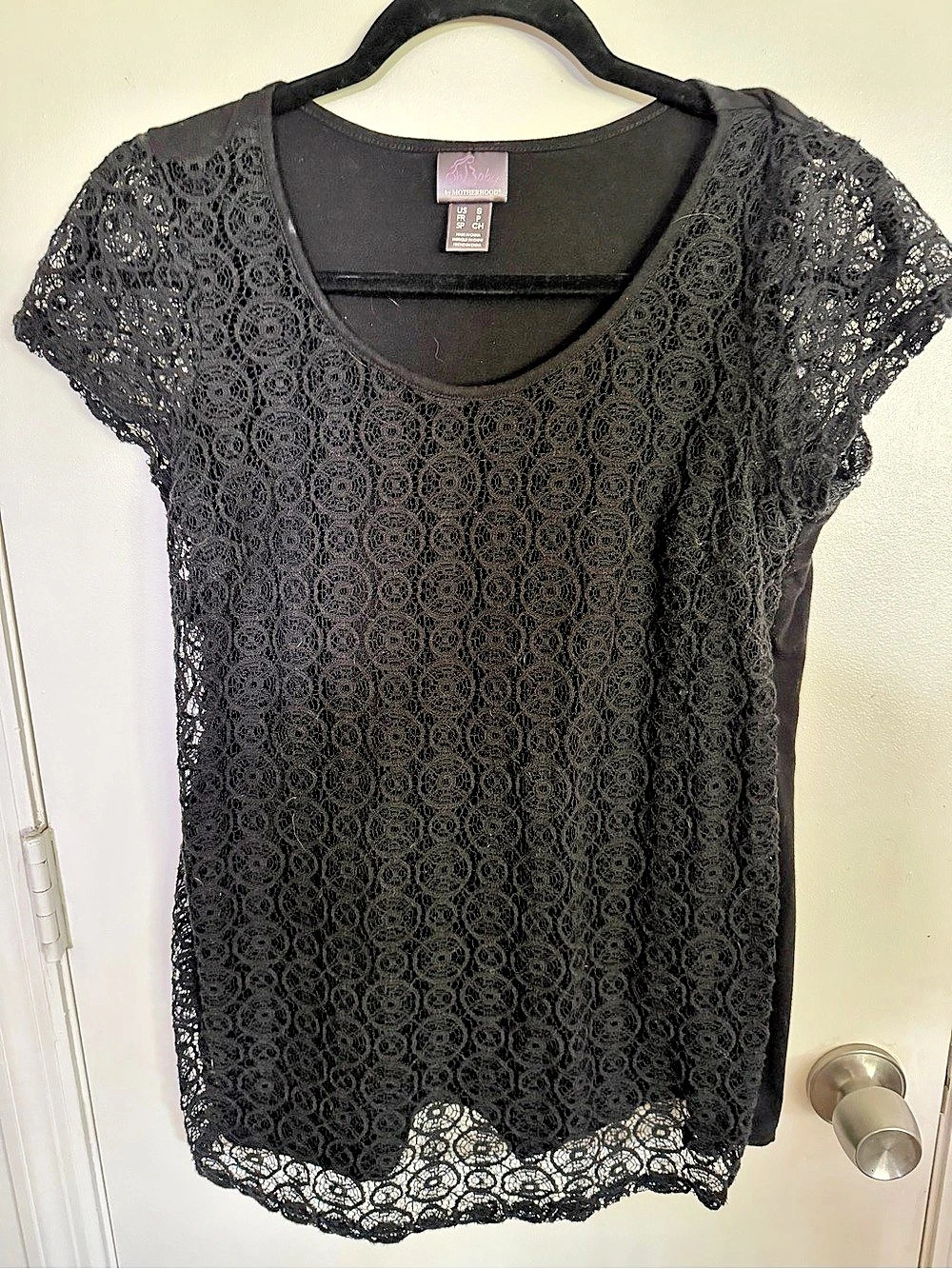 Motherhood Maternity Lace Overlay Top in Black Small Like New